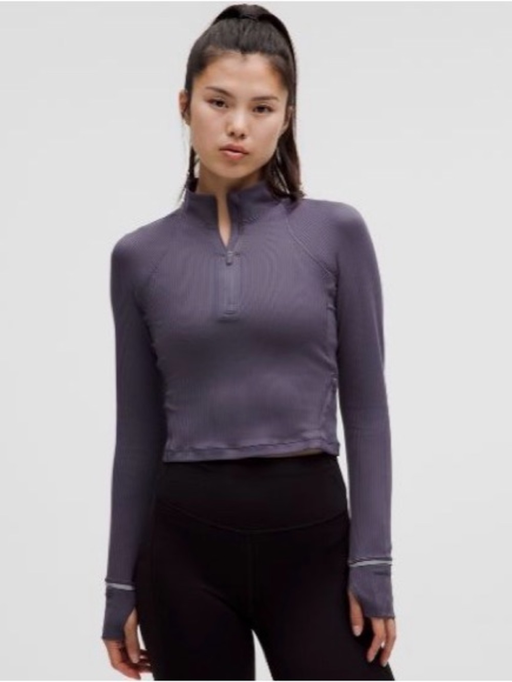 Lululemon Run Ribbed Cropped Half Zip